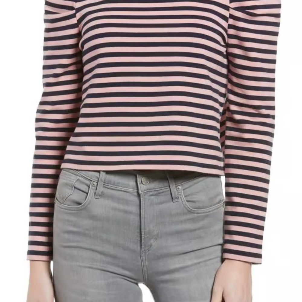Rebecca Minkoff Pink and Navy Striped Top